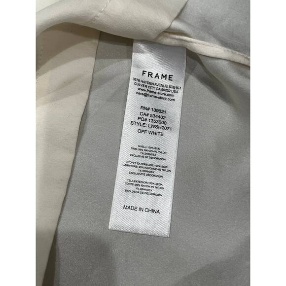 Frame Oversize Silk T-Shirt In Off White Lightweight Medium A003757 - Picture 6 of 9